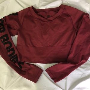 Better bodies long sleeve cropped workout top, size small